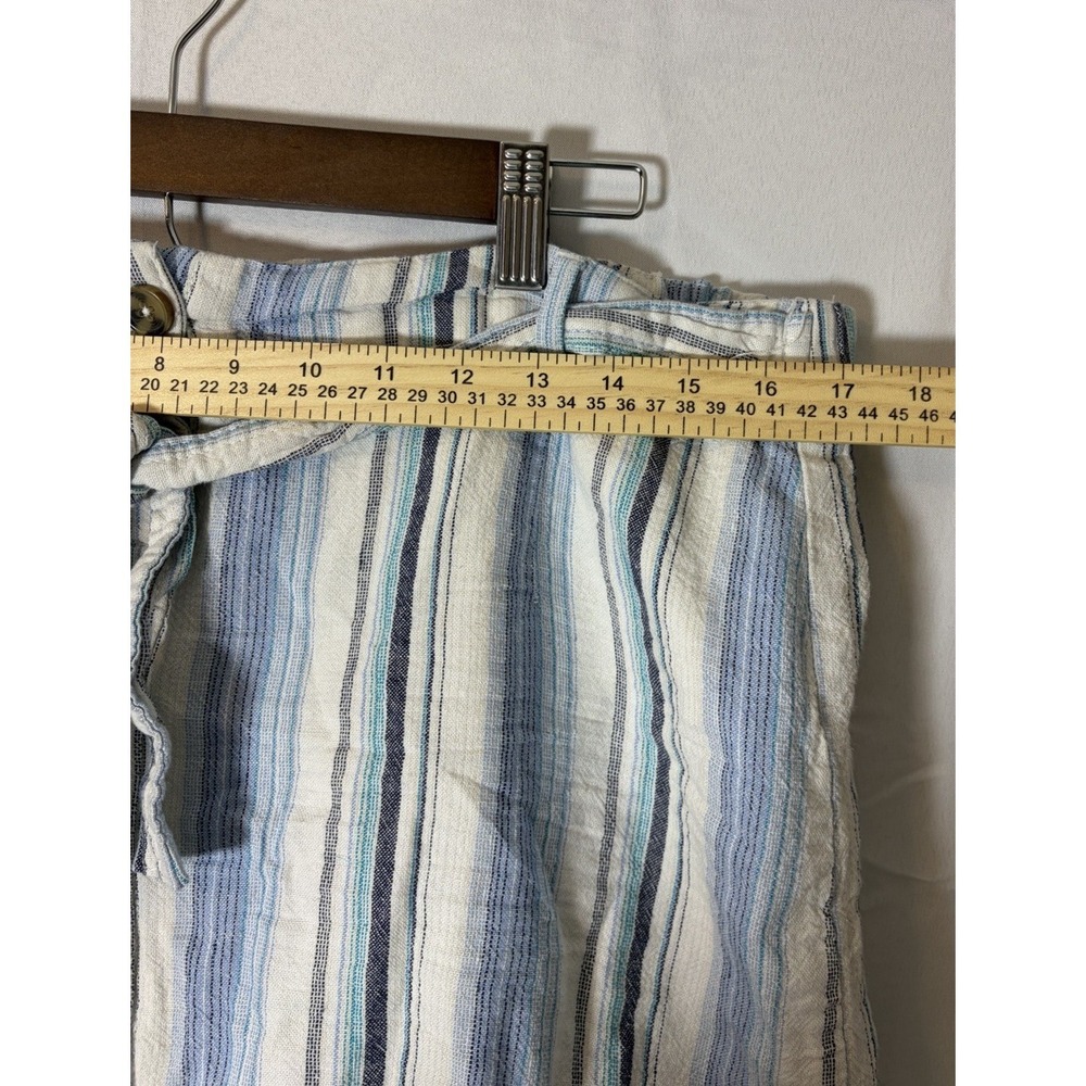 Da-sh Shorts Womens Sz L Blue White Striped Linen Flat Front Drawstring Pockets - Picture 6 of 9